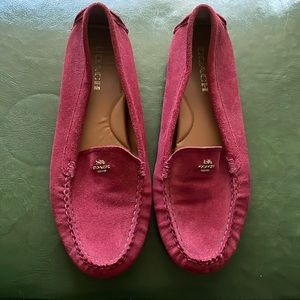 Coach Amber 100% Suede Loafers/Driving Shoes in Wine/Burgandy/Maroon